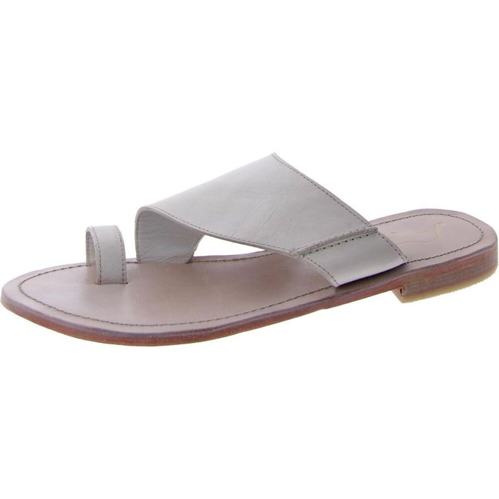 Free People Womens Sant Antoni White Leather Toe Loop Slide Sandals Shoes New